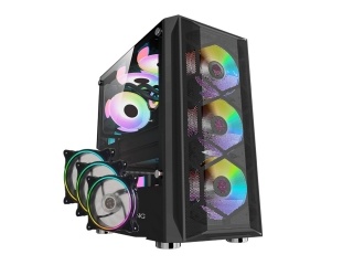 Gabinete Gamer Shot Gaming 8308 Frontal Atx Lateral De Vidrio Templado + 3 Fanes Rgb 120mm