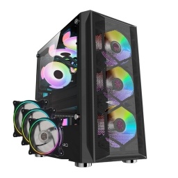 Gabinete Gamer Shot Gaming 8308 Frontal Atx Lateral De Vidrio Templado + 3 Fanes Rgb 120mm