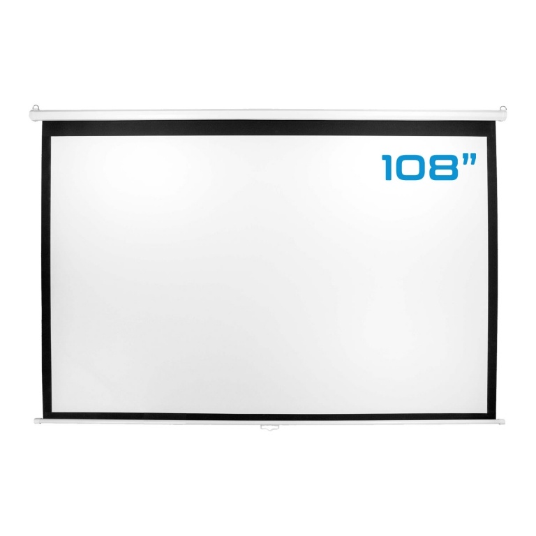 Pantalla Para Proyector BRATECK 108 16:9 Peba108 Blanca De Colgar Retractil Carcaza De Aluminio