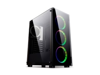 Gabinete Gamer Perseo CN99f Con Lateral y Frente De Vidrio Templado + 3 Fanes Rgb 120mm