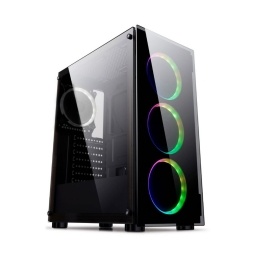 Gabinete Gamer Perseo CN99f Con Lateral y Frente De Vidrio Templado + 3 Fanes Rgb 120mm